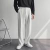 Men's Classic Solid Color Pleated Casual Trousers - Versatile, Loose-Fit for Spring and Autumn, Korean Business Style