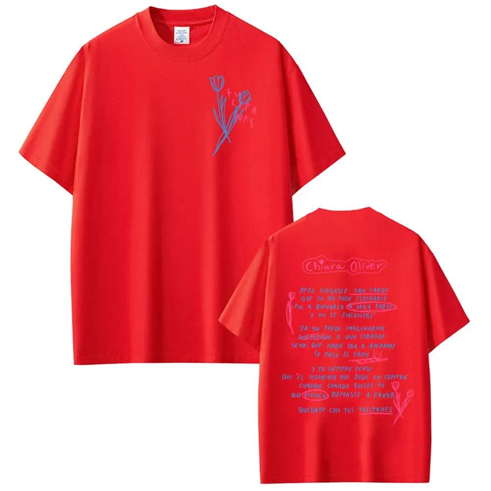 Singer CHIARA OLIVER Album Letters Graphic T-shirts Men Women Hot Sale Casual Cotton T Shirt Vintage Pop Music T-shirt Tops