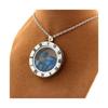 Necklace - Stones and Minerals - Neon Blue Apatite - Stainless Steel - Unisex - 28x47 Mm