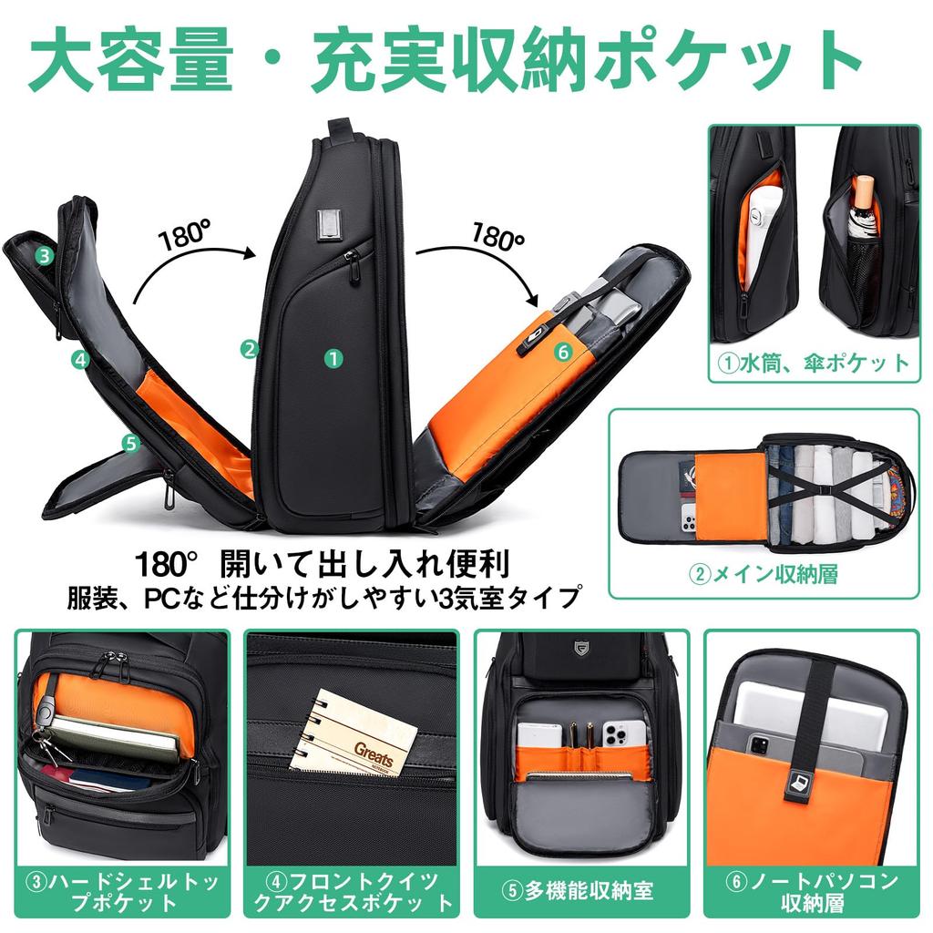 Бизнес Расширяемый Большой USB Совместимость с 17-дюймовым походным отдельно стоящим [Fenree.geer] Мужской рюкзак, 36L-48L Рюкзак, Вместимость, Порт, Ноутбук,