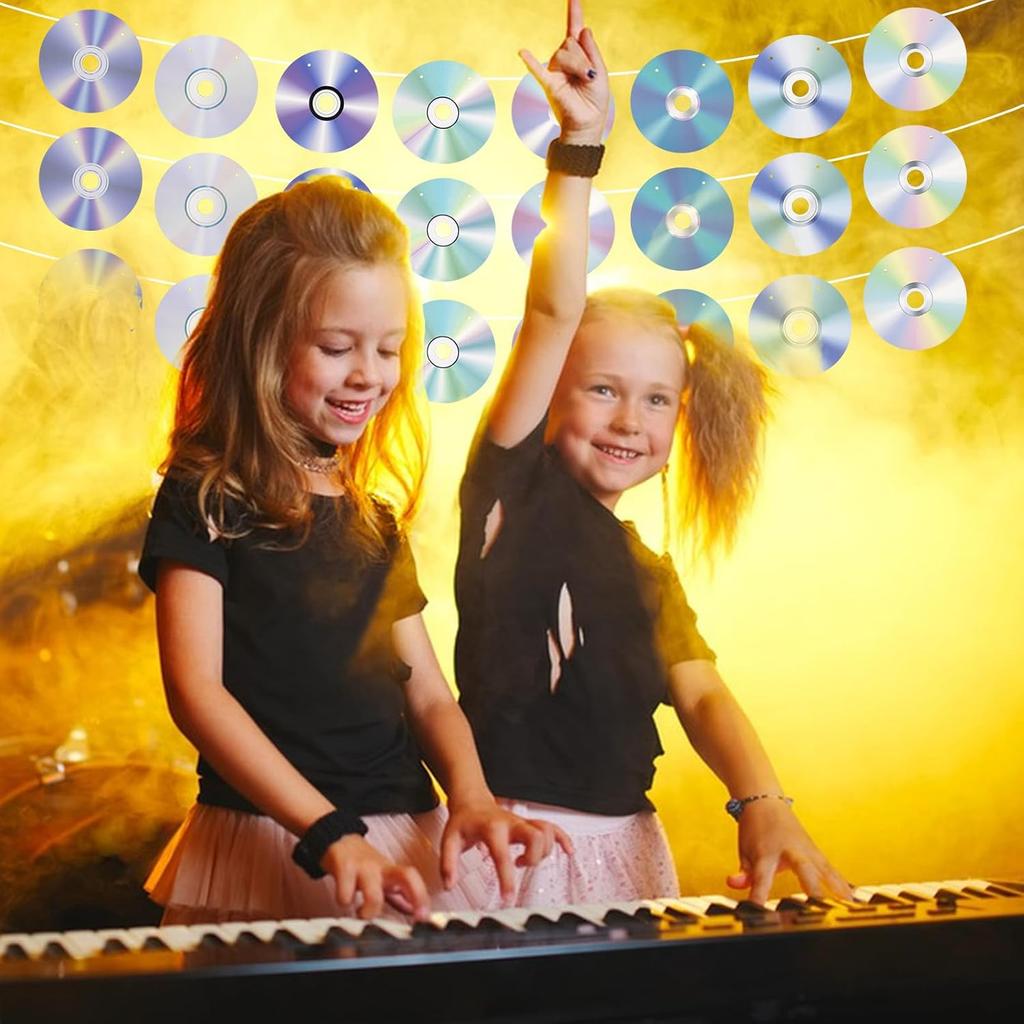 3PCS 90s Party Banner, Pre-Strung Retro CD Music Theme Party Banner Garland Decorations for 1990s 2000s Y2k Birthday Party Supplies