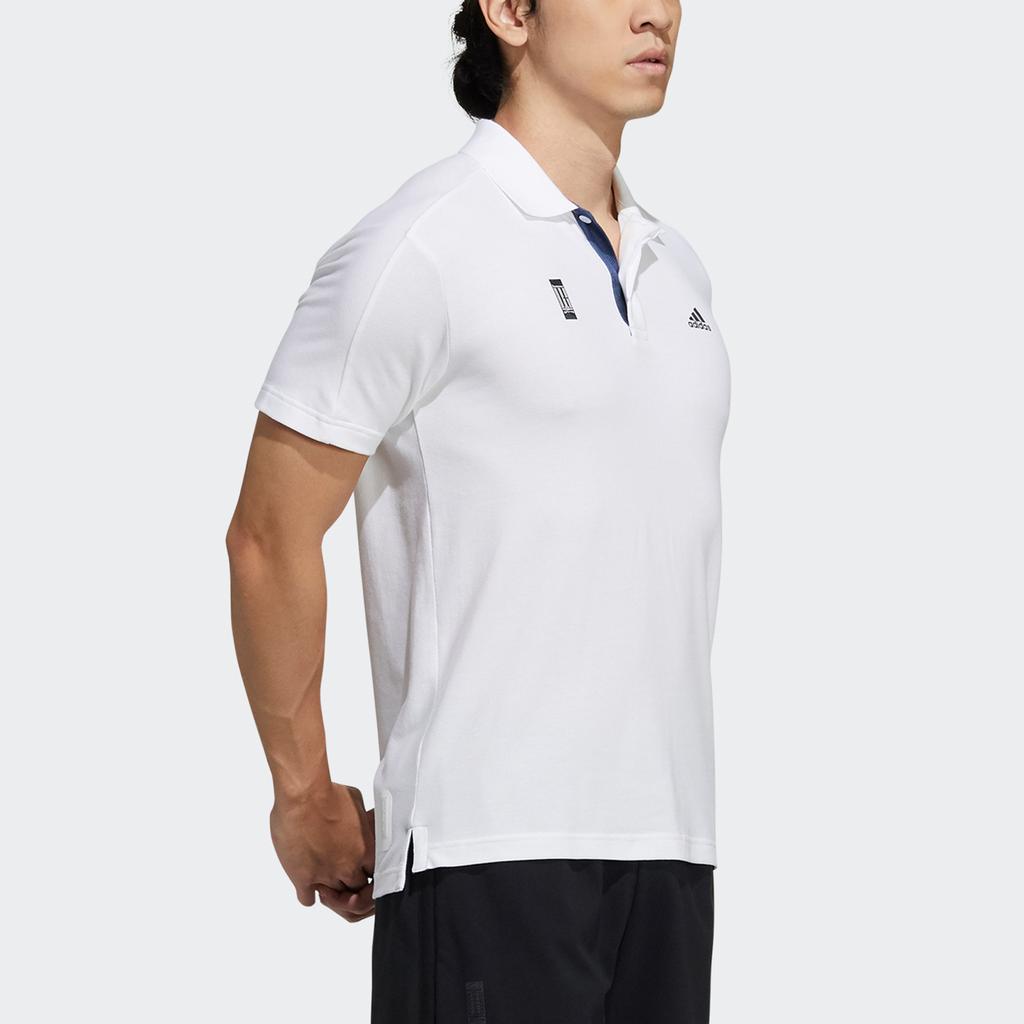 adidas Рубашка поло с коротким рукавом и принтом логотипа Pure Color, мужские топы, белые GP0827