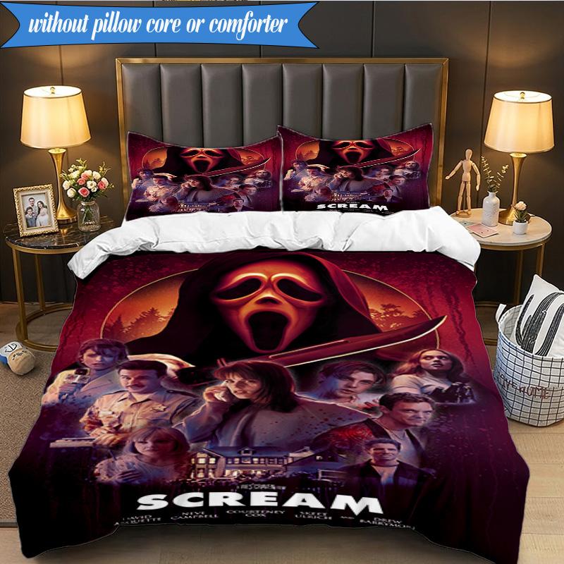Scr-eam Horror Movie 3pcs K-pop music group Bedding set,Ideal for Bedroom, Dormitory,Including Duvet Cover And 2pcs Pillowcases,Fan gifts