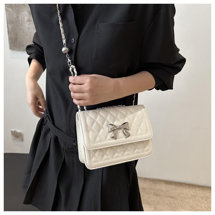 Fashion Rhombus Quilted Small Shoulder Bag Trendy Chain Crossbody Bag Casual Faux Leather Handbag for Women KTB