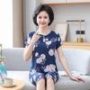 «Женская летняя пижама из хлопка и шелка»: Комплект из двух предметов с коротким рукавом, свободного кроя, для людей среднего и пожилого возраста, больших размеров, для ношения на открытом воздухе.