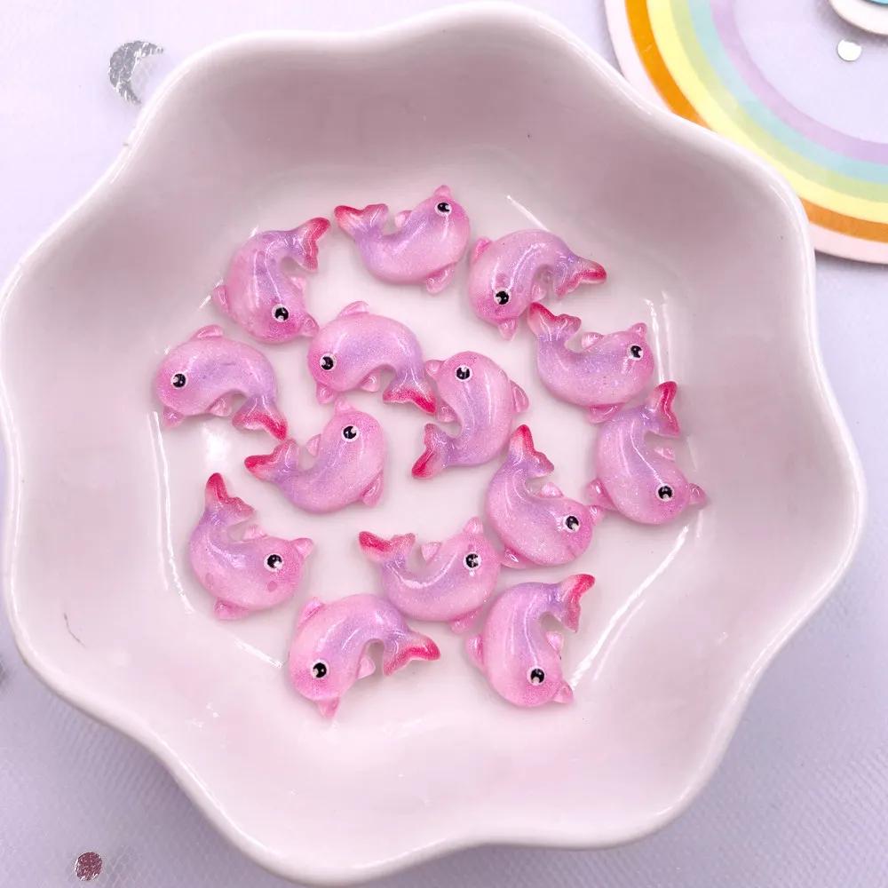 50pcs Glitter Mixed Resin Mini Colorful Mermaid Tail Shell Starfish Seahorse Conch Flatback Figurines Rhinestones Nail Art DIY Scrapbook Accessories