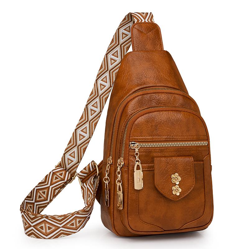 Женская нагрудная сумка, винтажная сумка через плечо из ПУ, многофункциональная сумка через плечо