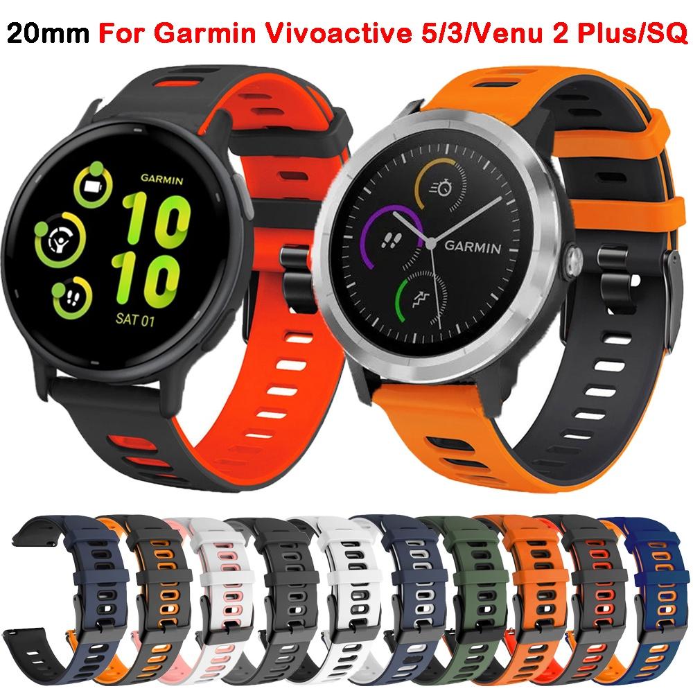 Ремешок для часов 20 мм для Garmin Vivoactive 5 3/Venu 2 Plus/SQ/Vivomove Trend/Forerunner 245 645, музыкальный спортивный силиконовый умный браслет