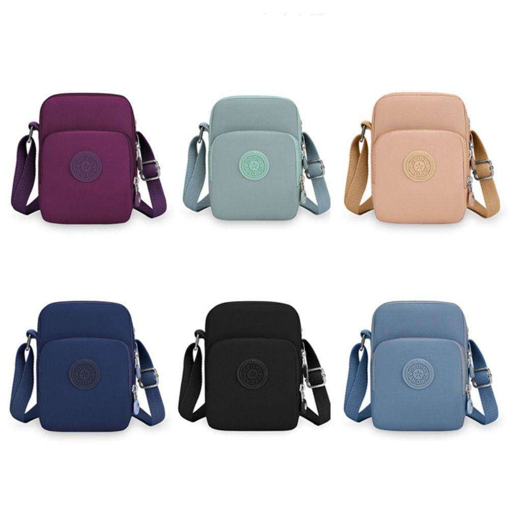 Квадратная нейлоновая сумка через плечо с регулируемым ремешком, маленькая сумка для телефона, простая сумка через плечо на молнии для женщин