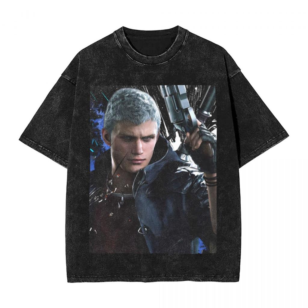 Футболка Devil May Cry Стирка Оверсайз Уличная одежда Хип-Хоп Винтажные Футболки для Мужчин Женщин Одежда С коротким рукавом Хлопковая Футболка