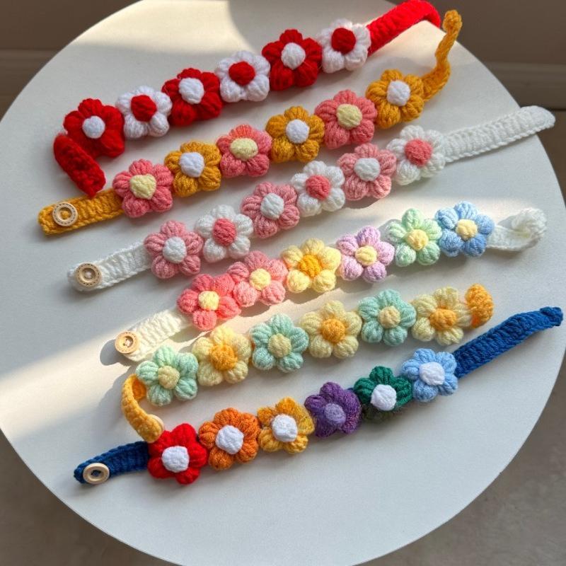 Pet Handmade Three-dimensional Yarn Flower Collar Cute Scarf Decorative Accessories Dog Cat