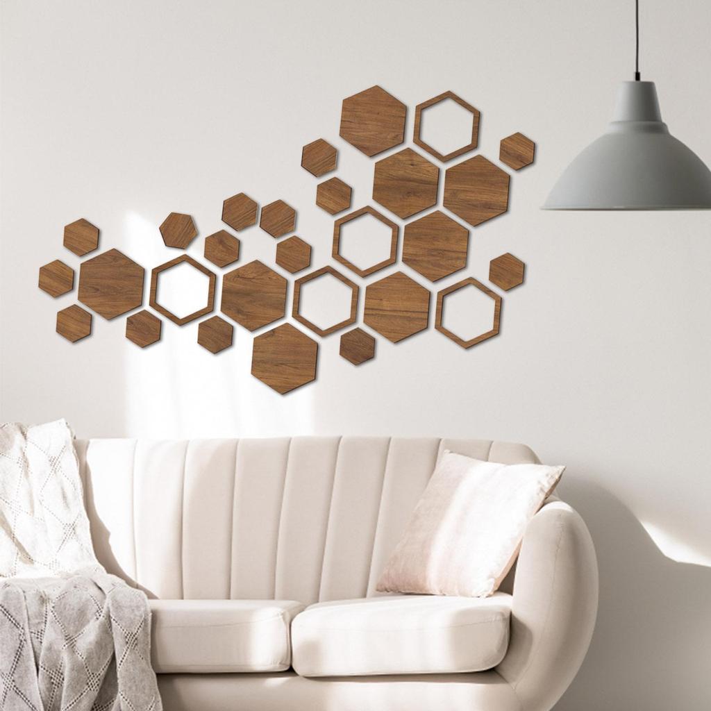 Hexagon Wall Decor Wood Non-Slip Wood Hexagon Wall Art For Home Living Room Bedroom Decor DIY Crafts