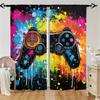 2Pcs Color Splash Curtains Game Controller Pattern Living Room Study Sunshade Modern Art Style Decor Curtains