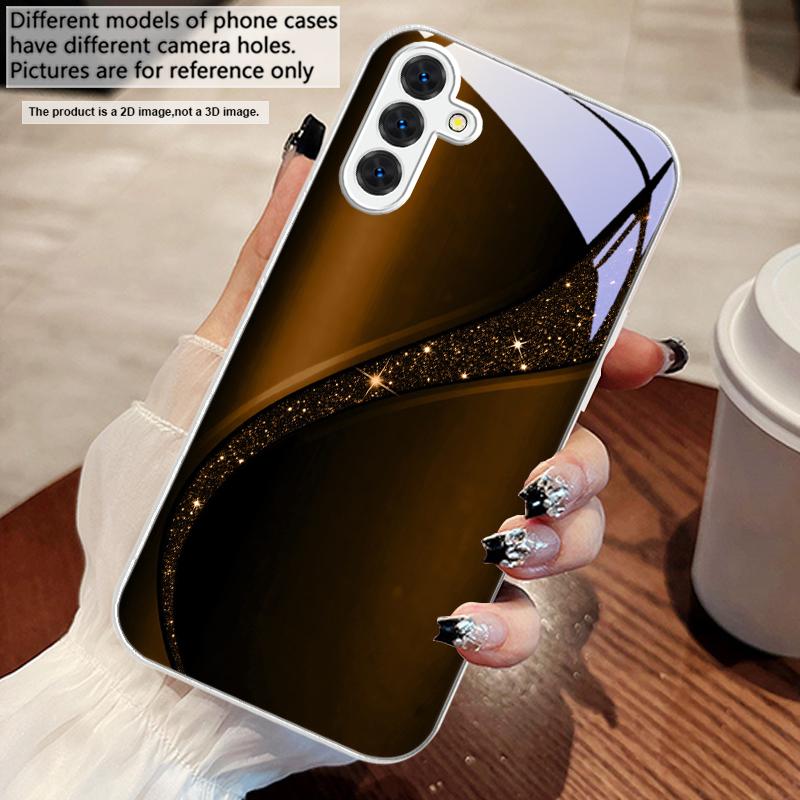 Блестящая золотая галактика Для Samsung S25 S25 Edge S25Ultra S8 9 S10 20 U ltra S21 Pro 22 Plus S23 FE S24 Ultra Стеклянный чехол для телефона