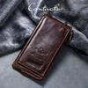 Ретро Кошельки из Натуральной Кожи Мужские 9 Отделений для Карт Держатель для Фото Кармашек для Телефона Портативный Кошелек Мужской Дорожный Ежедневный Подарок Кошельки CONTACT'S