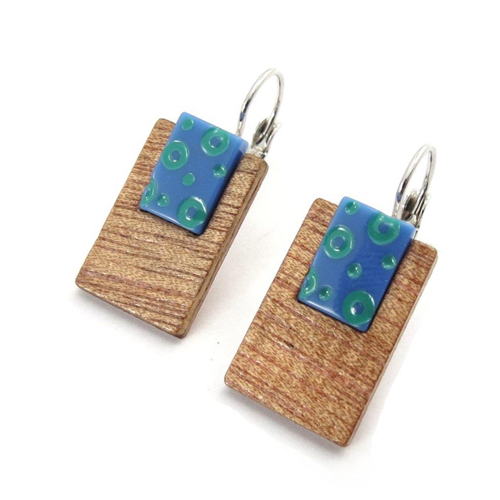 NOA [K0228] - Серьги-пуссеты 'Bora Bora' дизайнерские сине-зеленые