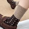 3 Pairs of Female Autumn and Winter Thickened Warm Retro Splicing Color Polka Dot Wool Tube Socks
