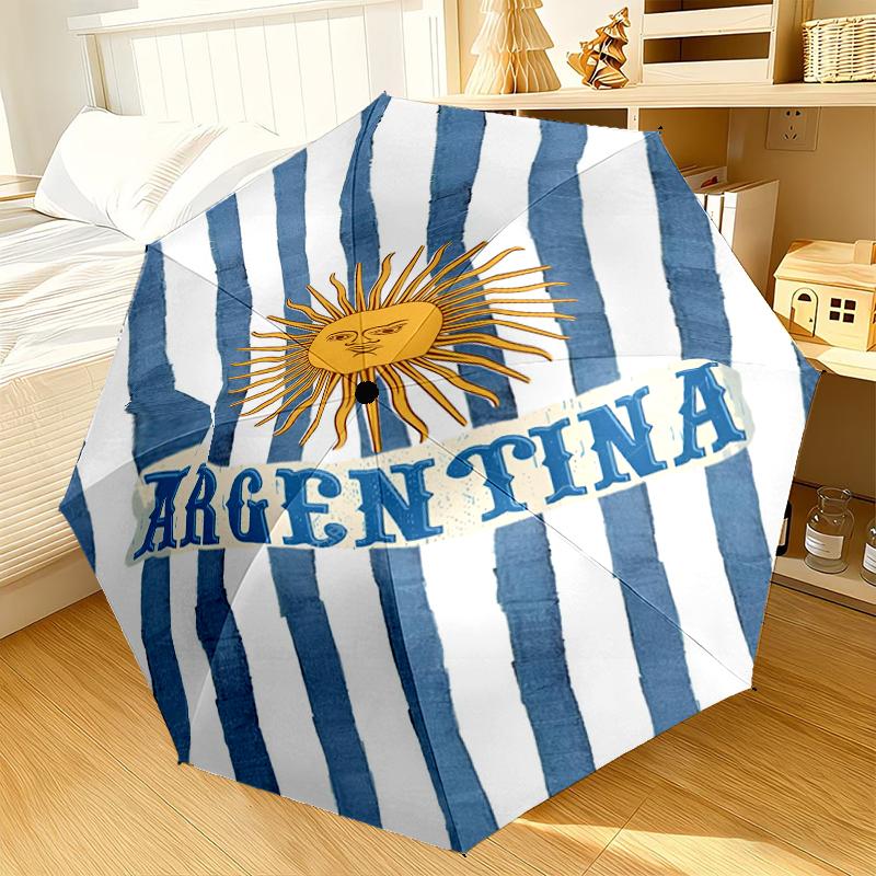 Argentina Flag Design Automatic Folding Umbrella - 8-Rib Travel Umbrella with Auto Portable Case, Ideal Gift for Birthdays