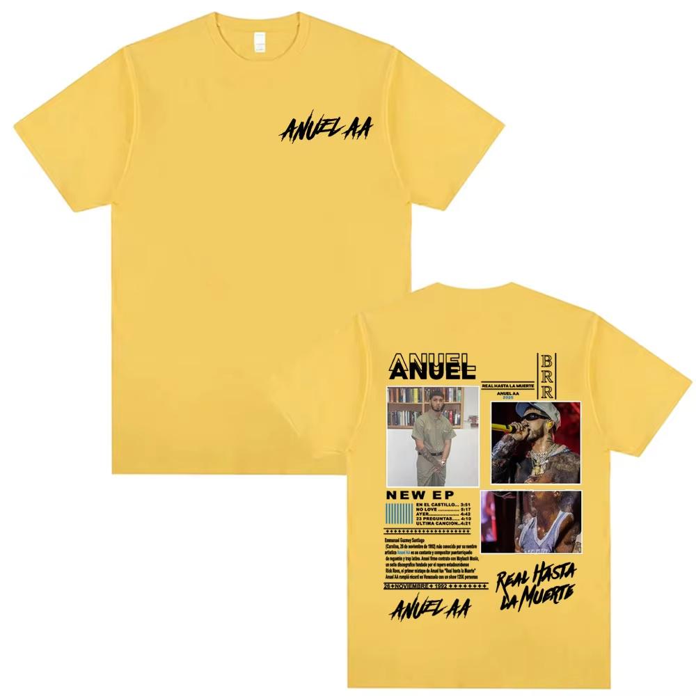 Rapper Anuel AA Real Hasta La Muerte Album Graphic 100cotton Tshirt Unisex Oversized Fashion Hip Hop Oneck Casual Retro shirts