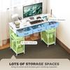 120cm Computer Desk With Power Outlets Office Desk Study Table With 3 Fabric Drawers And 4 Storage Shelves White