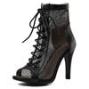 New Women's Sandals 2022 High Quality Air Mesh Sexy High Heels Open Toe Gladiator Sandal Black Summer Dancing Shoes Plus Size 46