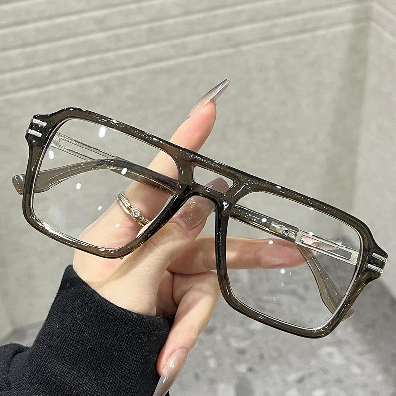 2026 Fashion Retro Large Frame Anti-Blue Light Glasses with Double Bridge
