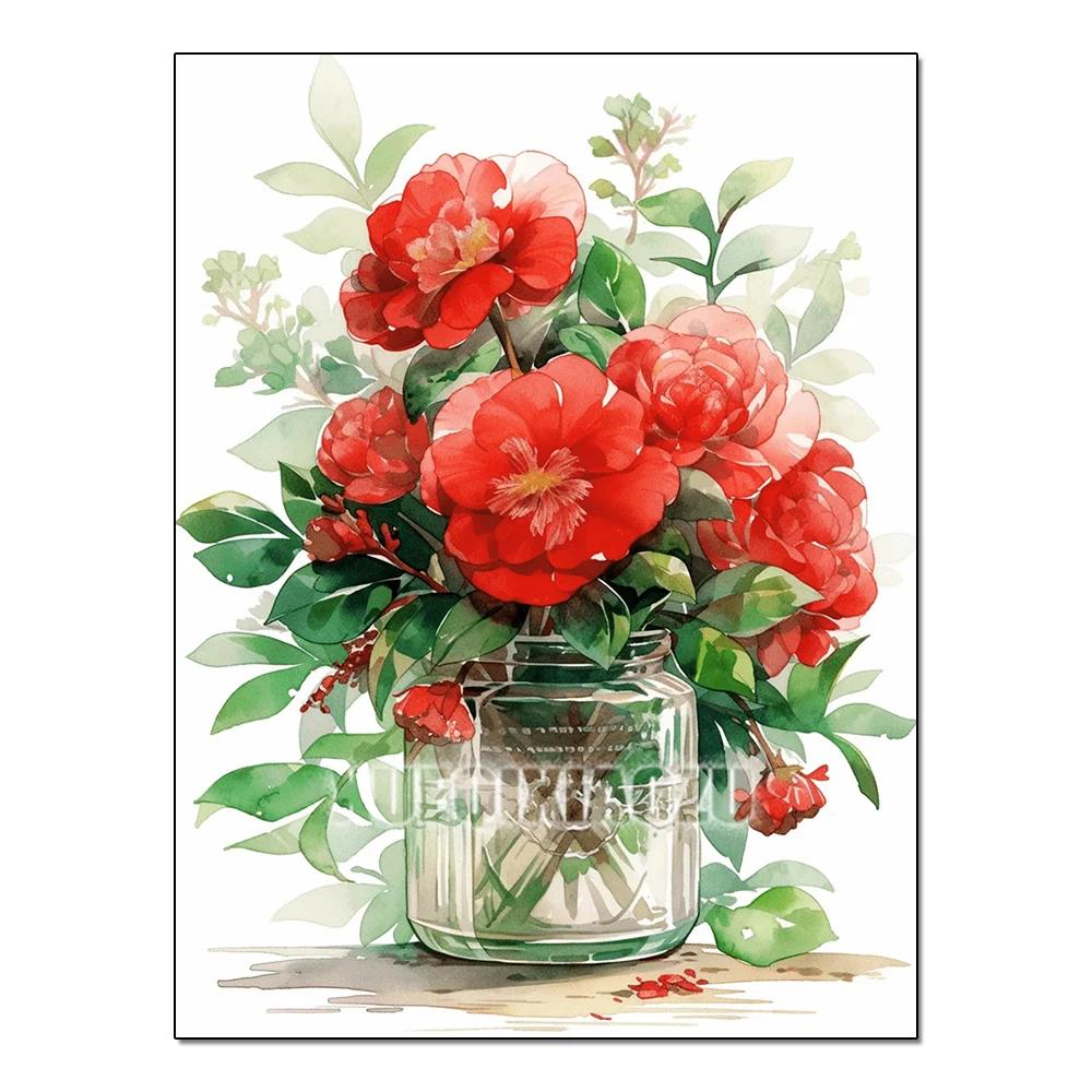 Полная серия цветов Алмазная живопись Тюльпан Маргаритка Алмазная мозаика Вышивка Искусство Акварельная картина Ручная работа Домашнее украшение Сделай сам