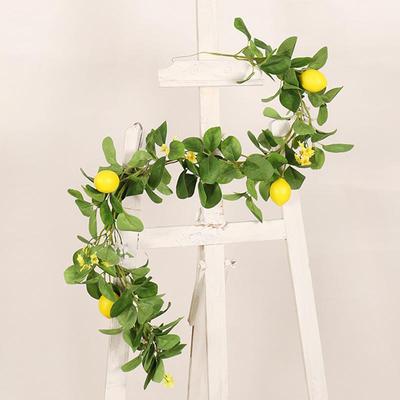Искусственные гирлянды из лимонов Искусственные листья Ротанг Искусственные растения Желто-зеленый Пластиковый материал Садовое украшение Домашнее украшение