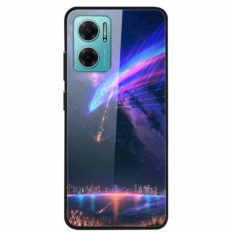 Чехол Для Xiaomi Redmi Note 11E Роскошный Закаленное Стекло Жесткая Задняя Крышка Для Redmi Note 11E Capa Ударопрочный Цветок Funda Волк Coque