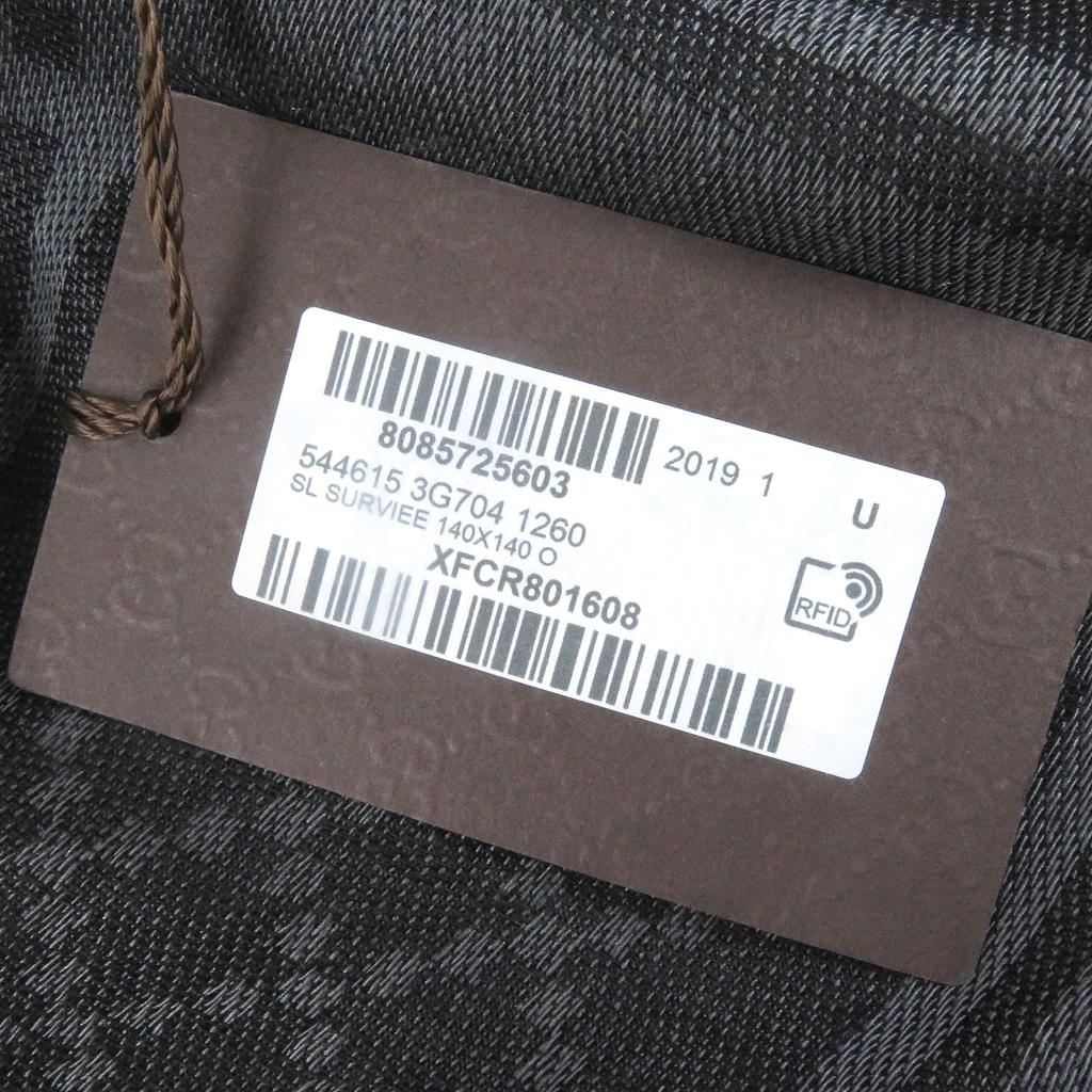 Превосходный мужской серый шерстяной шарф GUCCI Stall с ромбовидным узором и бахромой 544615 Б/у