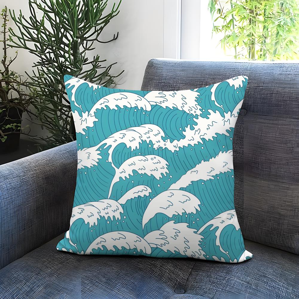 Light blue ocean ripple Cushion Cover Comfortable Reversible Pillow Cover Ideal for Car Sofa Bedroom Beyond