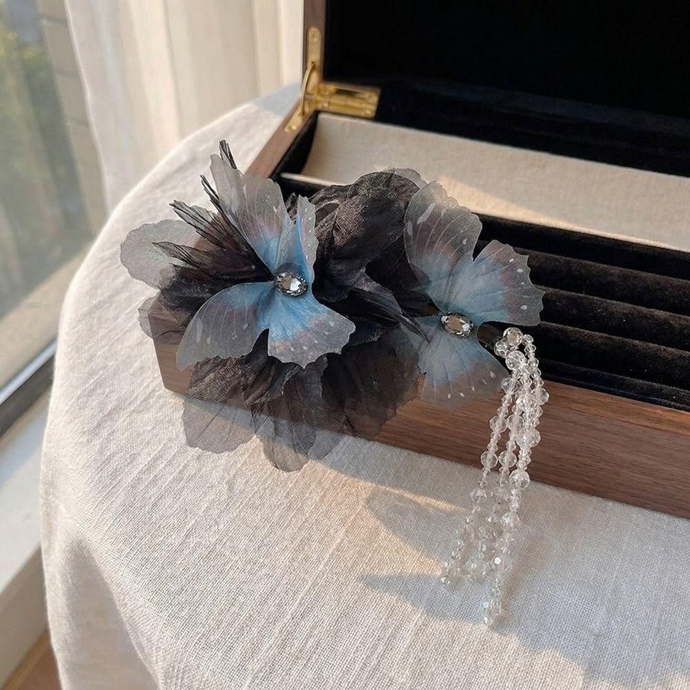 Beads Moonlight Tulle Shark Clips Large Size Ancient Style Hairgrips  Daily