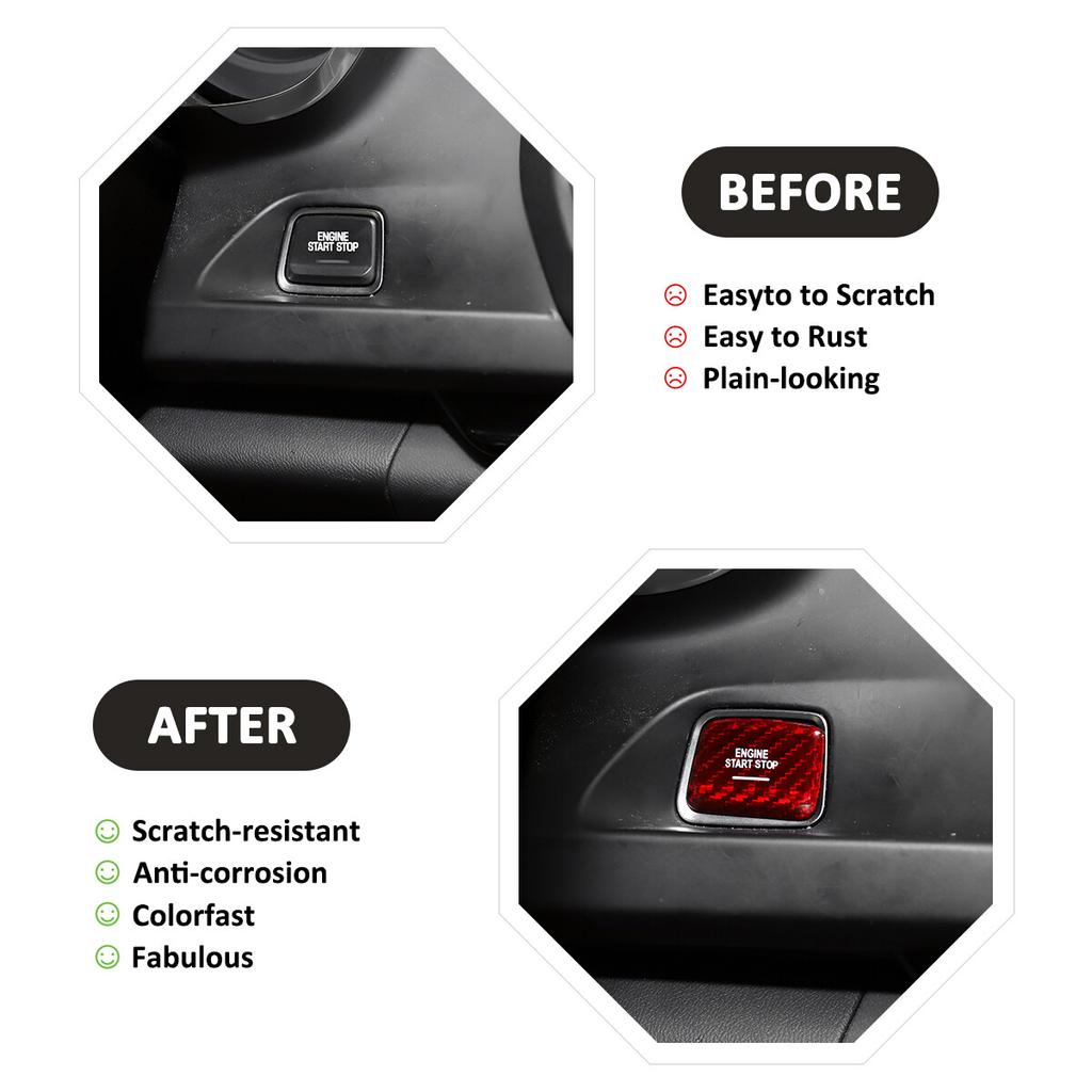 Red Real Carbon Fiber Engine Start/Stop Push Button Cover for 14-19 C7 Corvette