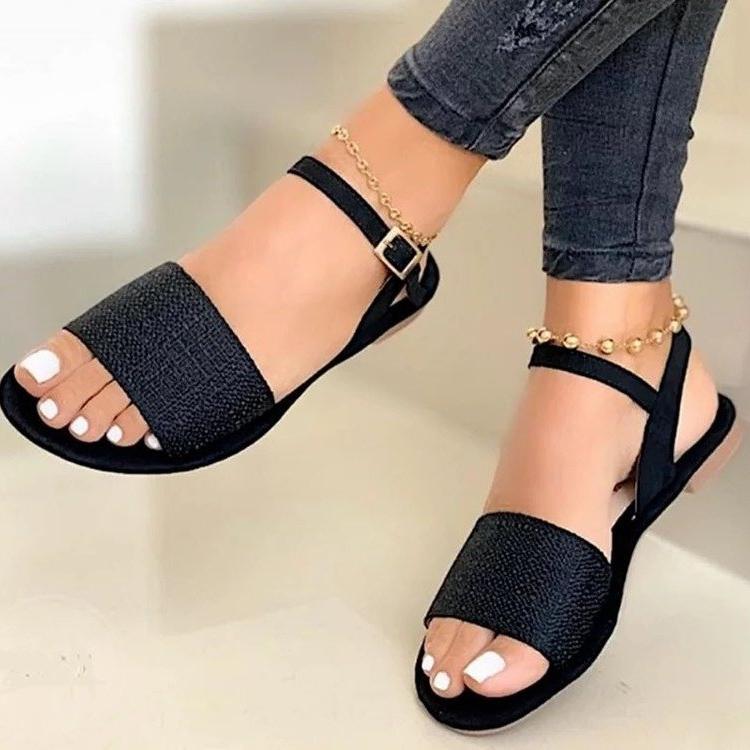Модные новые летние женские сандалии на плоской подошве 2024 года, повседневные женские римские туфли с открытым носком, удобные женские гладиаторские модные женские сандалии