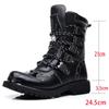 Men Boots Motorcycle Fashion Mid-Calf Punk Rock Punk PU Leather Black High Top Mens Casual Boot Steel Toe Shoes Big Size 39-46