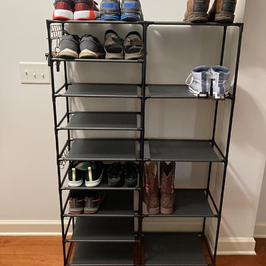 9-этажная вместительная полка для обуви, ящик для хранения, вертикальная полка для обуви, тяжелая полка для обуви, два ряда многофункциональных крючков, полка для хранения обуви