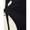 Black Early Autumn Slim Fit Waist-Controlled Base Knitted Dress