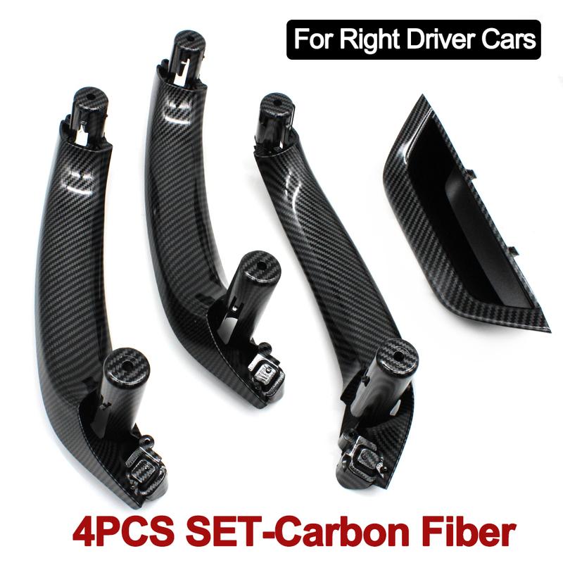 LHD RHD Car Carbon Fiber Interior Door Pull Handle Armrest Panel Cover Trim For BMW X3 X4 F25 F26 2010-2016