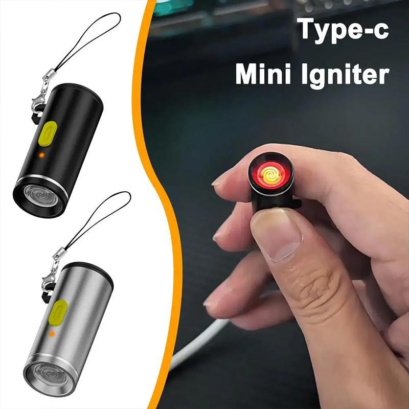 Black Mini Cigarette Lighter Battery Free Liquid Portable and Windproof for Outdoor Use Plug and Play Type - C Mini Igniter