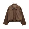 2025 Spring/Summer Women's Suede Lapel Bomber Jacket