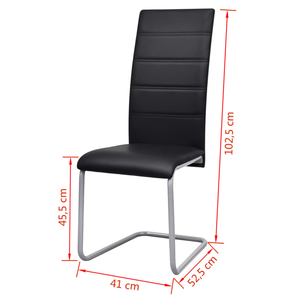4 Piece Black Faux Leather Swivel Chairs