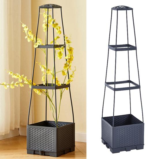 Ящик для цветов с решеткой Автоматический полив Простая сборка Приподнятая садовая грядка Всепогодный безопасный посадочный ящик для вьющихся вертикальных растений