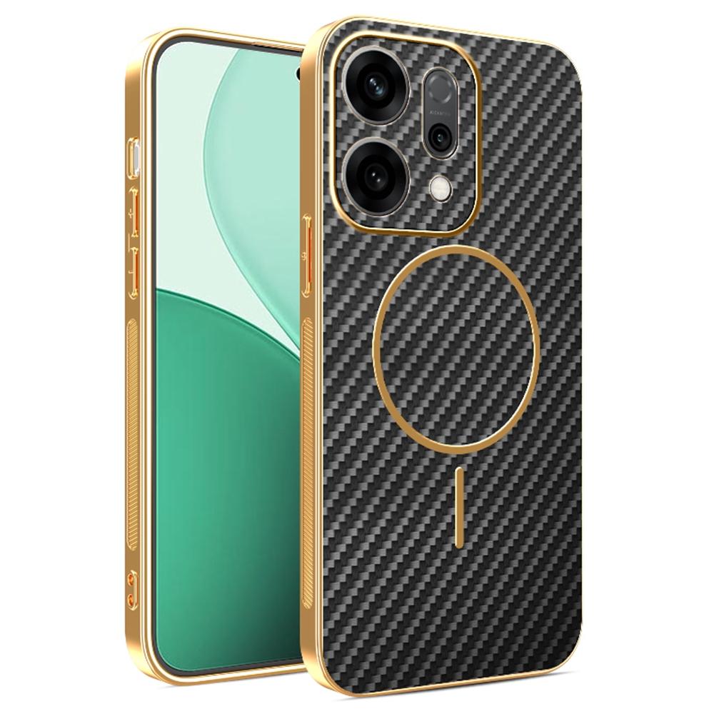 For Oppo Reno14 5G (Global) Case Carbon Fiber Textured Electroplated TPU Back Cover