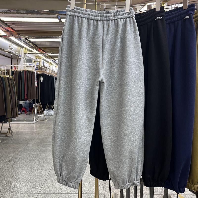 2024 Новые весенне-осенние простые однотонные универсальные повседневные свободные оверсайз брюки-гарем с высокой талией на шнуровке для мужчин