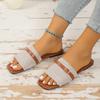 Women's Slippers Summer Fashion Square Toe Shoes Plus Size 43 Open Toe Flat Shoes for Women Outdoor Casual  Slides Ladies