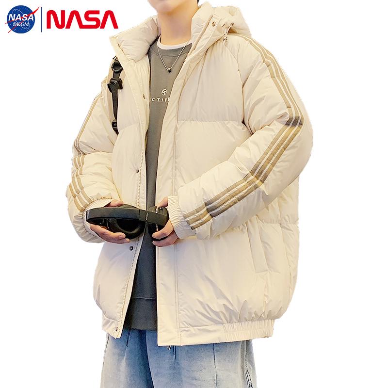 Мужская зимняя хлопковая куртка NASA - С воротником-стойкой, Утепленная, Теплая верхняя одежда, Модная распродажа.