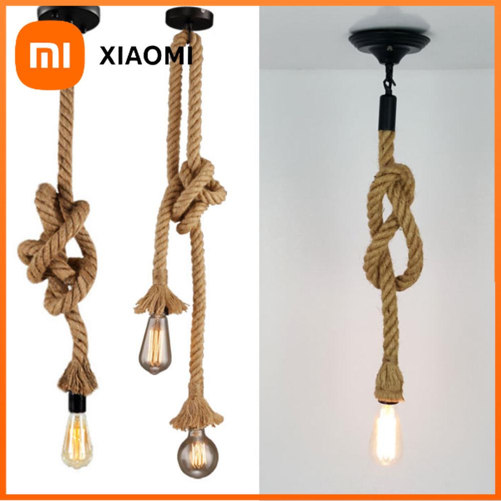 Xiaomi Эдисон E27 Винтажная люстра Лампа Американский ретро-подвесной светильник из пеньковой веревки Промышленные подвесные светильники Креативный лофт Домашний декор