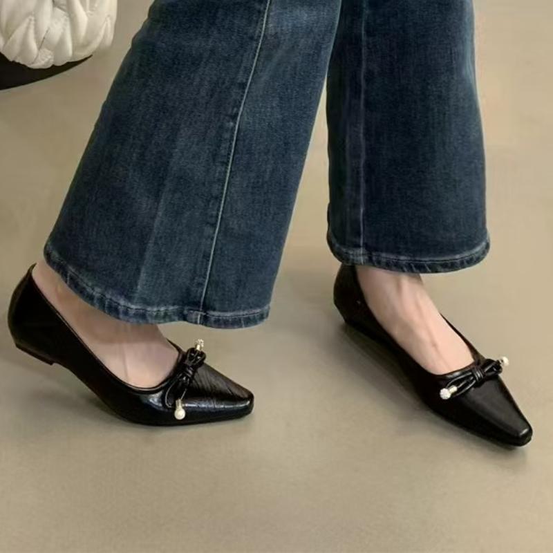 Spring/Autumn New Pointed Bow Lightweight Women's Casual Shoes Fashion Comfortable Non-slip Daily Light Mouth Flat Shoes