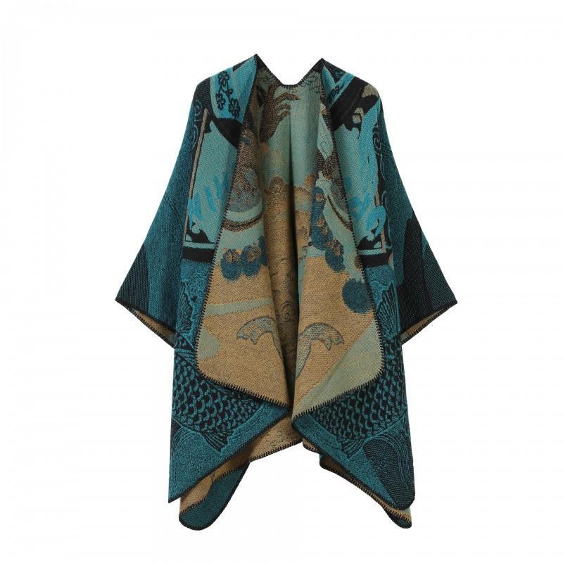 Elegant Vintage Shawl Cape Double-sided Tassel Split Travel Warmth