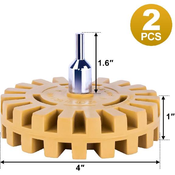 2 Pack Decal Remover Eraser Wheel Adhesive Remover With Adapter 4 Inch Rubber Eraser Wheel For Drill Removes Car Decal Vinyl Tape Graphics Ptripe